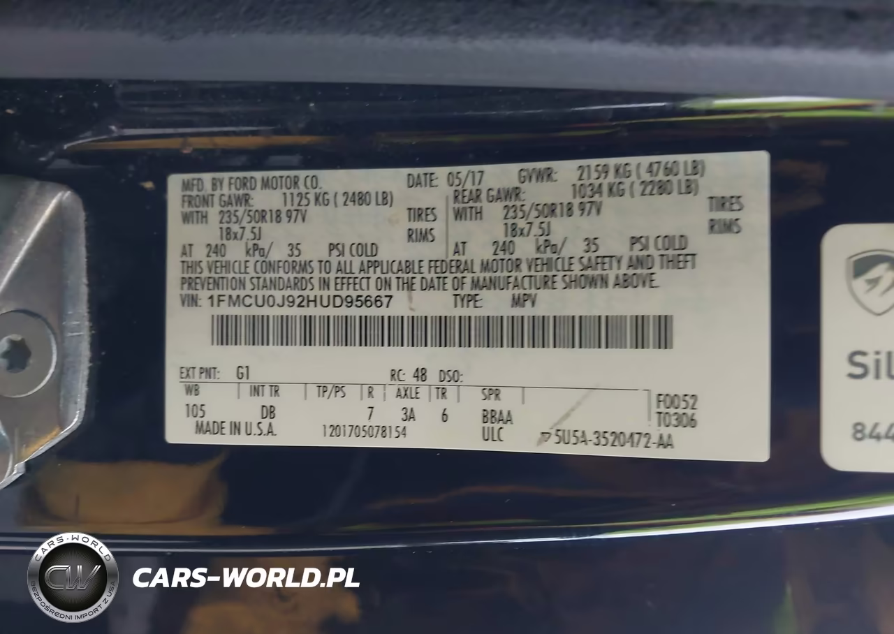 2017 Ford Escape Titanium VIN:1FMCU0J92HUD95667 - 9