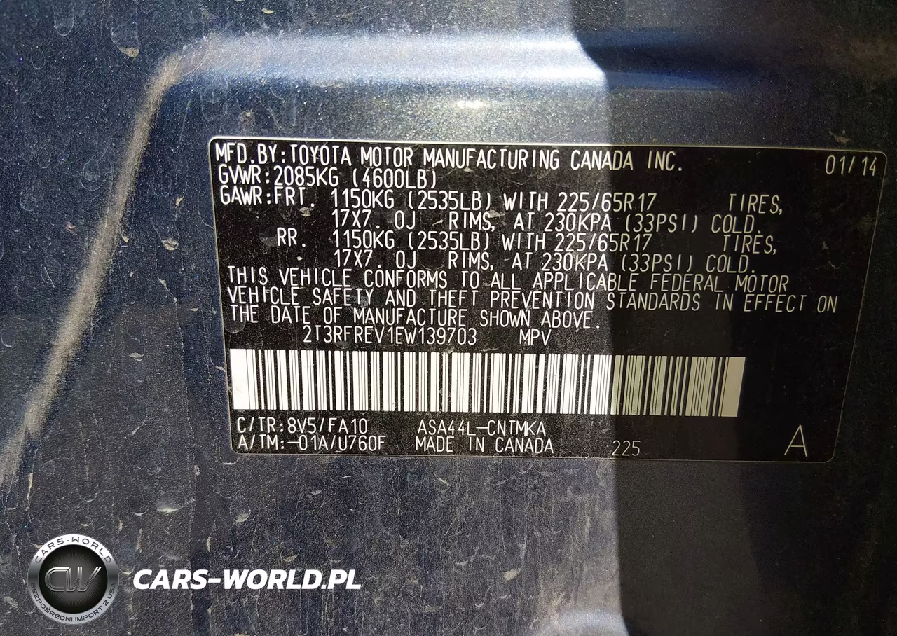 2014 Toyota Rav4 Xle VIN:2T3RFREV1EW139703 - 9