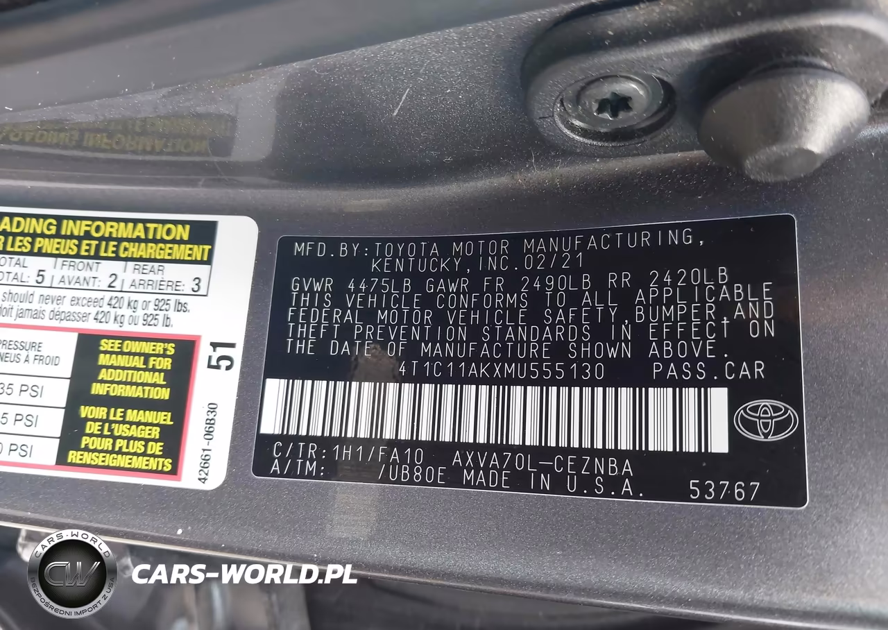 2021 Toyota Camry Le VIN:4T1C11AKXMU555130 - 9