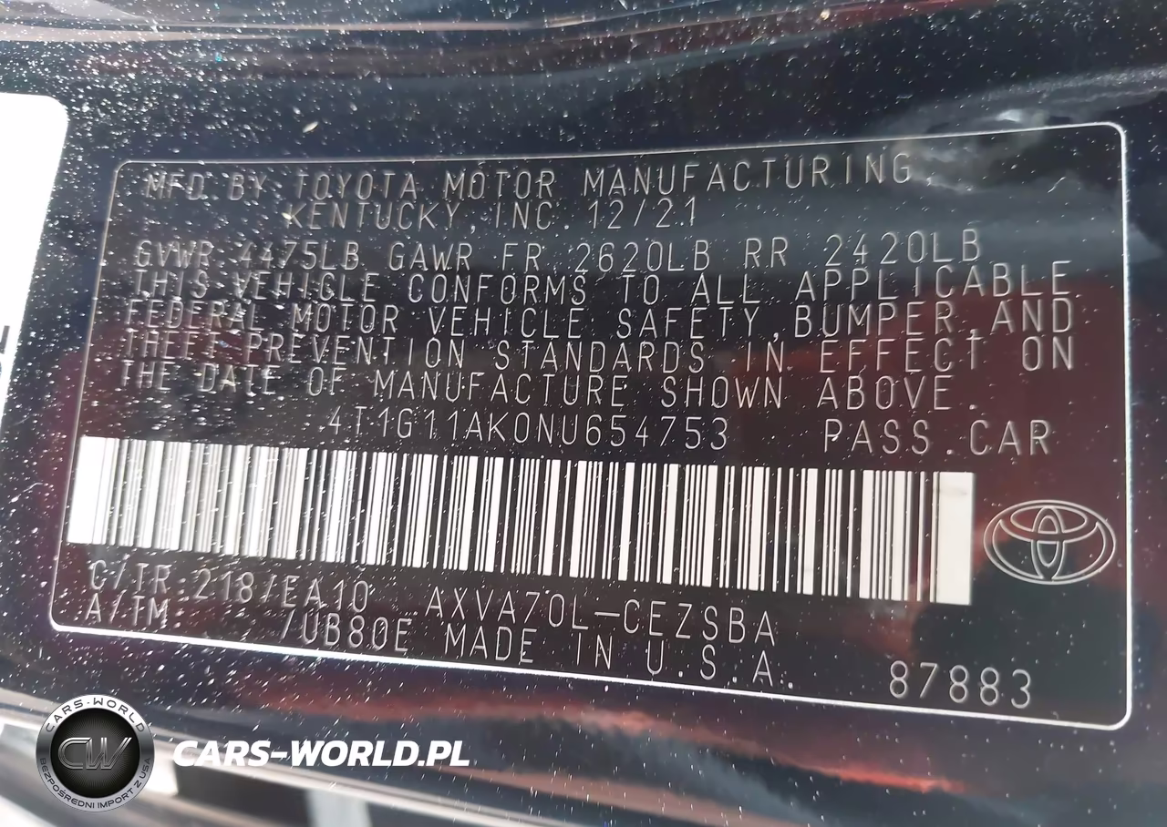 2022 Toyota Camry Se VIN:4T1G11AK0NU654753 - 9