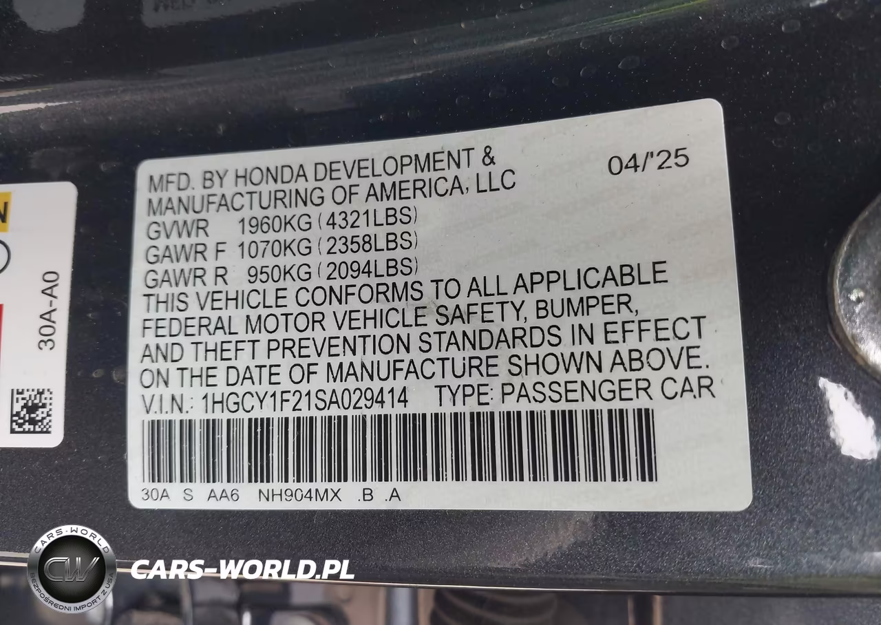2025 Honda Accord Lx VIN:1HGCY1F21SA029414 - 9