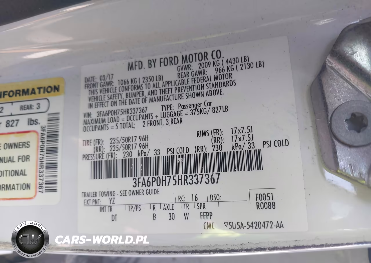 2017 Ford Fusion Se VIN:3FA6P0H75HR337367 - 9