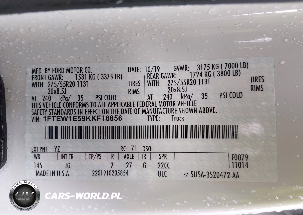 2019 Ford F-150 Xl VIN:1FTEW1E59KKF18856 - 9