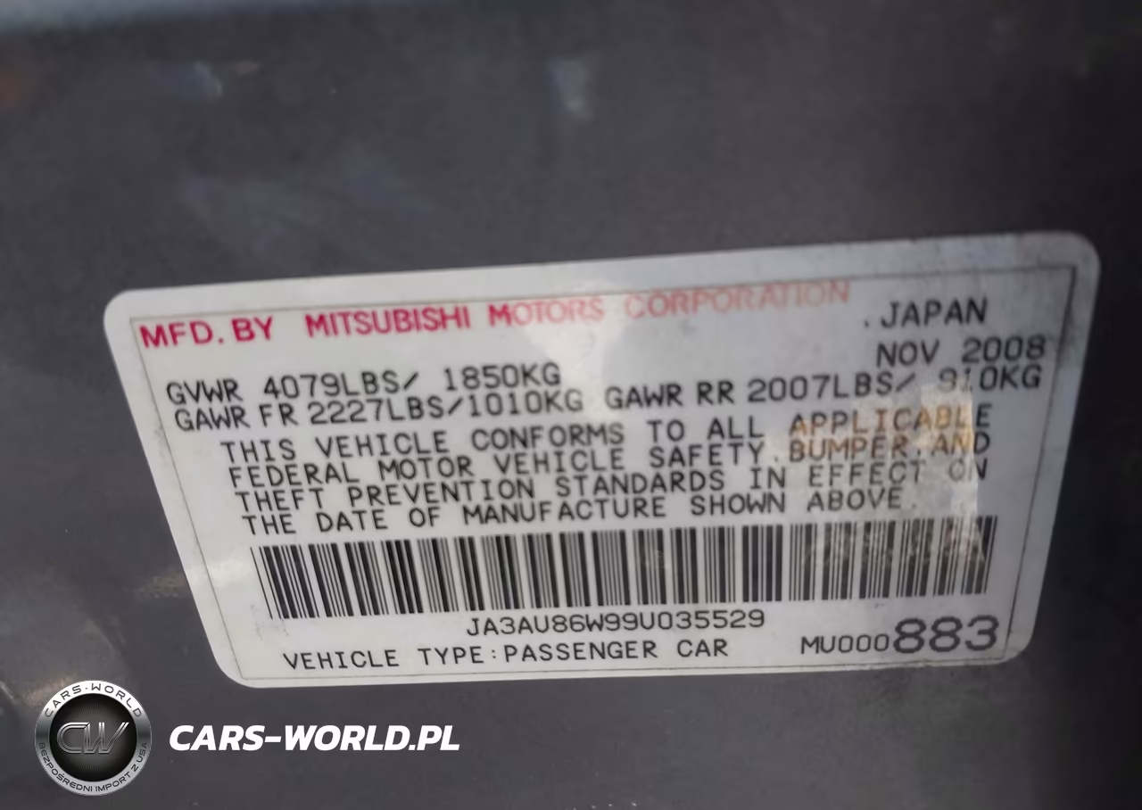 2009 Mitsubishi Lancer Gts VIN:JA3AU86W99U035529 - 9