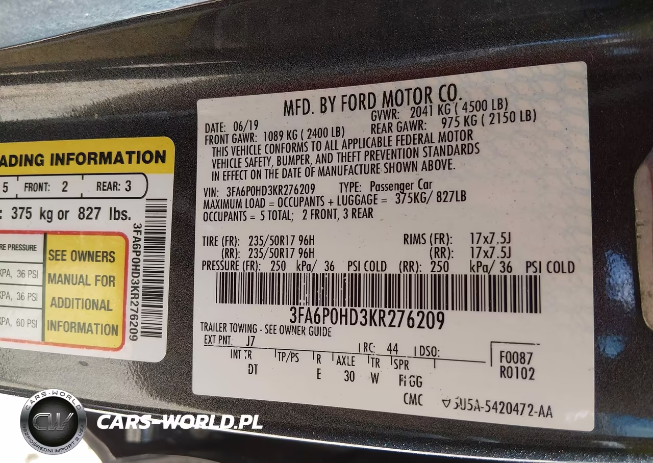 2019 Ford Fusion Se VIN:3FA6P0HD3KR276209 - 9