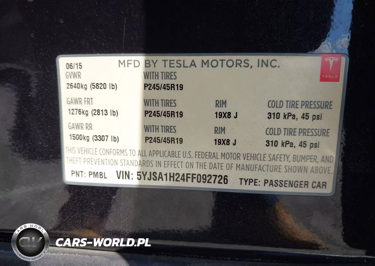 2015 Tesla Model S 70D-85D-P85D VIN:5YJSA1H24FF092726 - 9