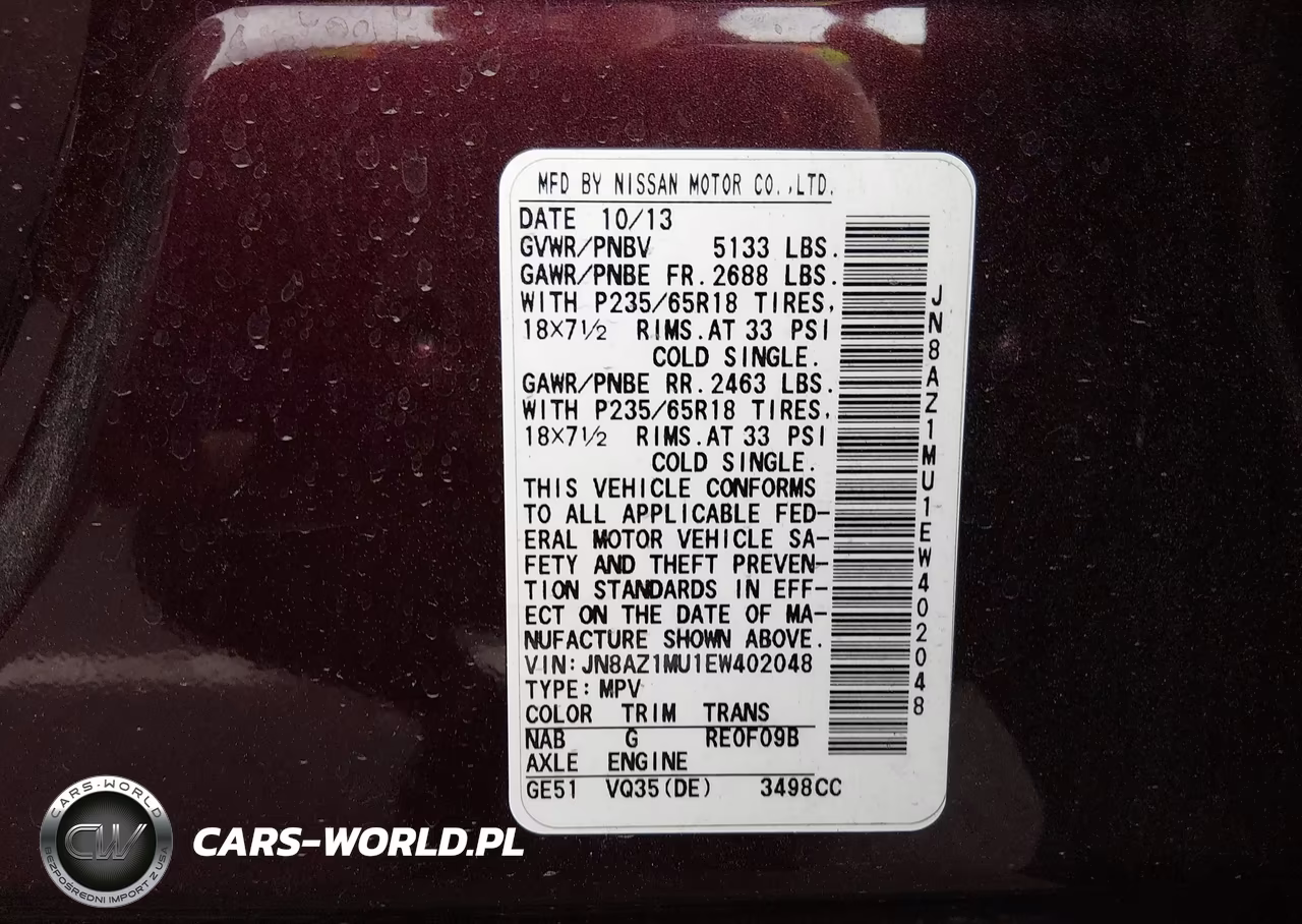 2014 Nissan Murano S VIN:JN8AZ1MU1EW402048 - 9