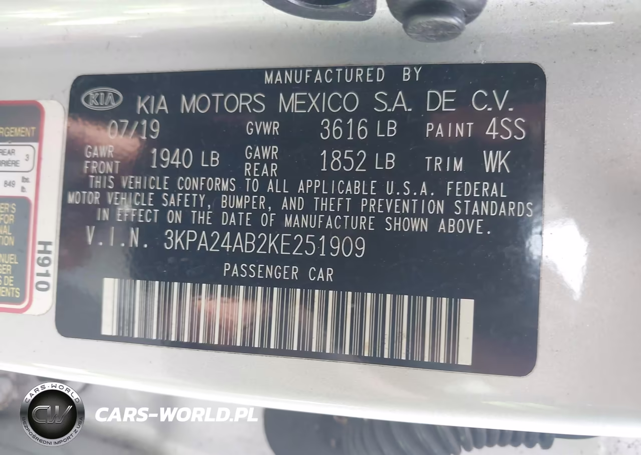 2019 Kia Rio Lx VIN:3KPA24AB2KE251909 - 9