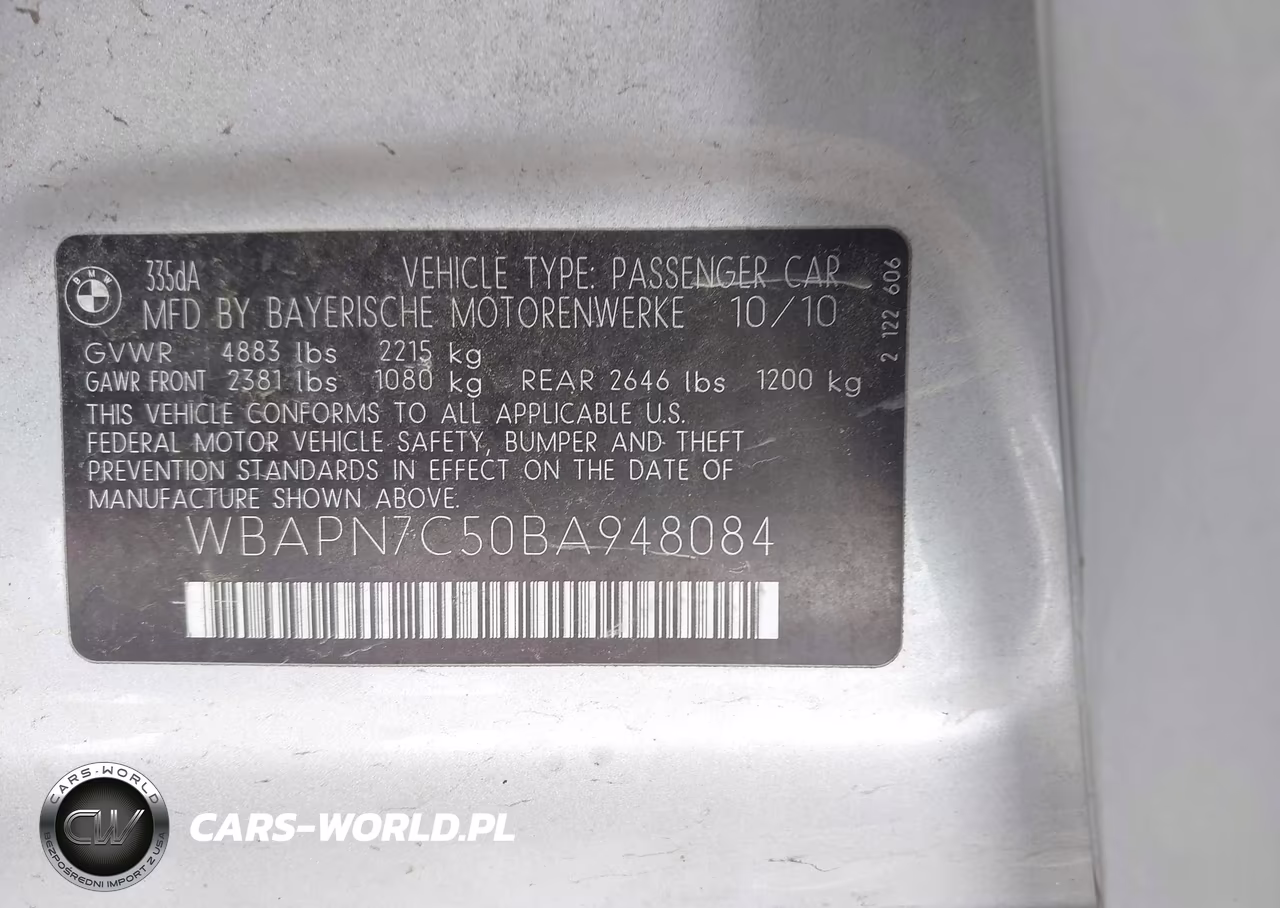 2011 BMW 335D VIN:WBAPN7C50BA948084 - 9