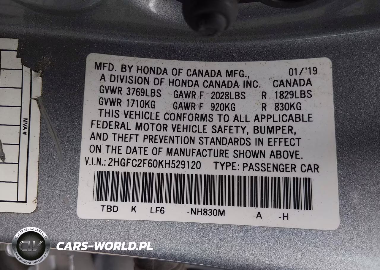 2019 Honda Civic Lx VIN:2HGFC2F60KH529120 - 9