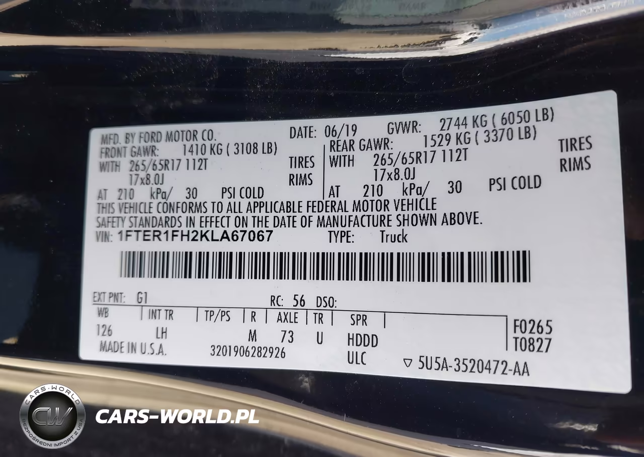 2019 Ford Ranger Xlt VIN:1FTER1FH2KLA67067 - 9