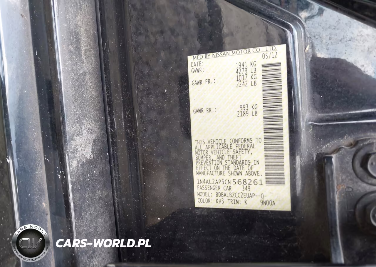 2012 Nissan Altima 2.5 S VIN:1N4AL2AP5CN568261 - 9