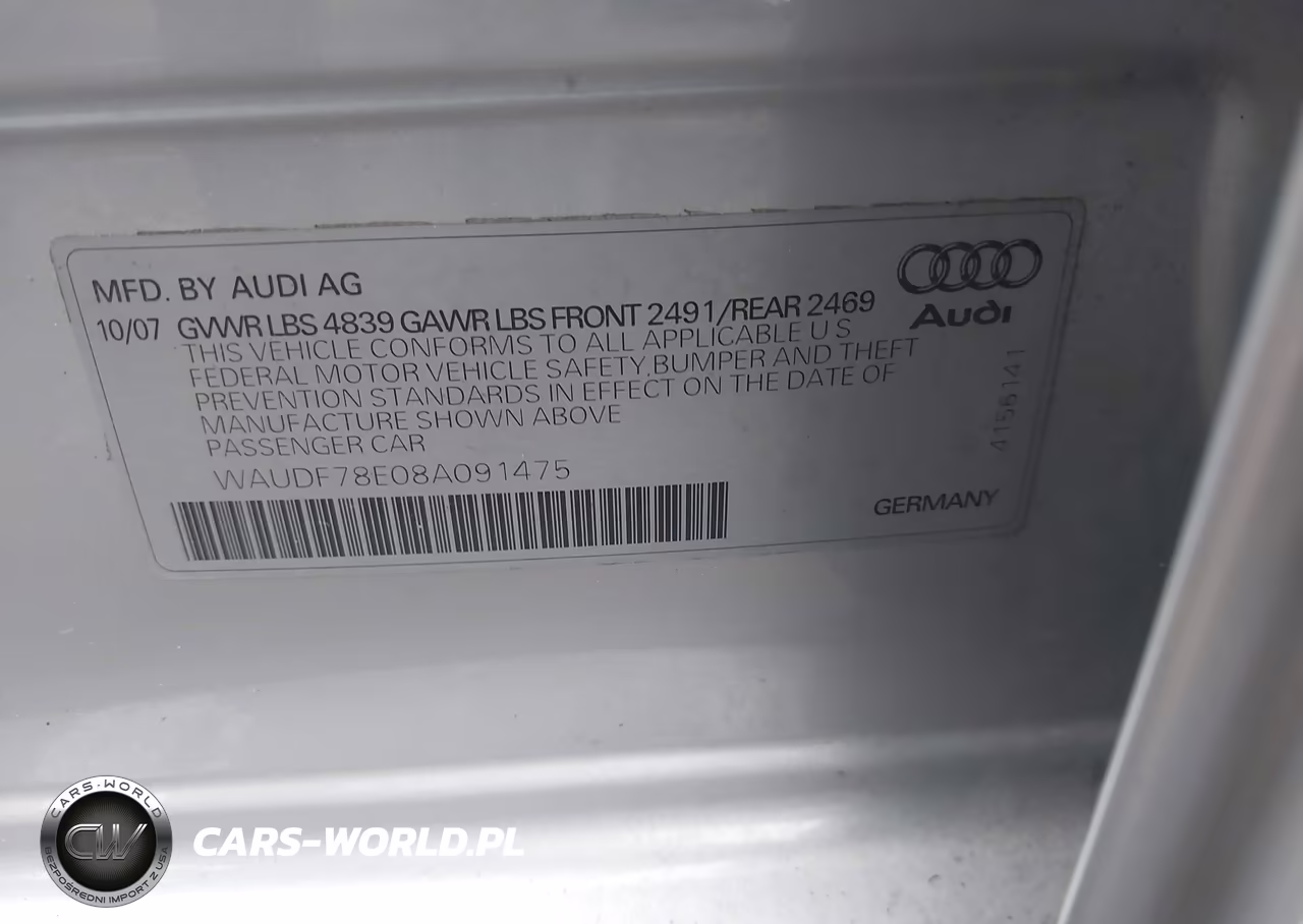 2008 Audi A4 2.0T VIN:WAUDF78E08A091475 - 9