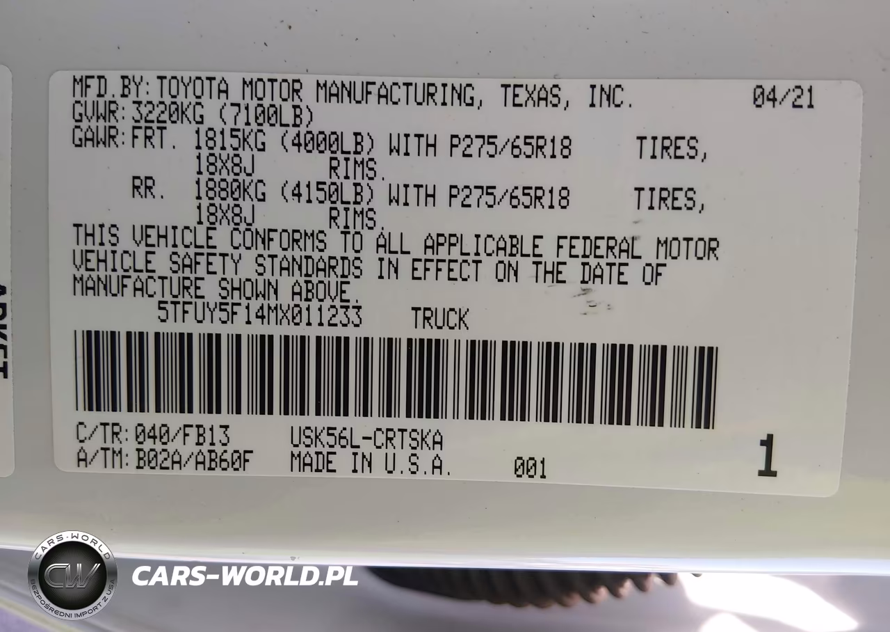 2021 Toyota Tundra Sr5 VIN:5TFUY5F14MX011233 - 9