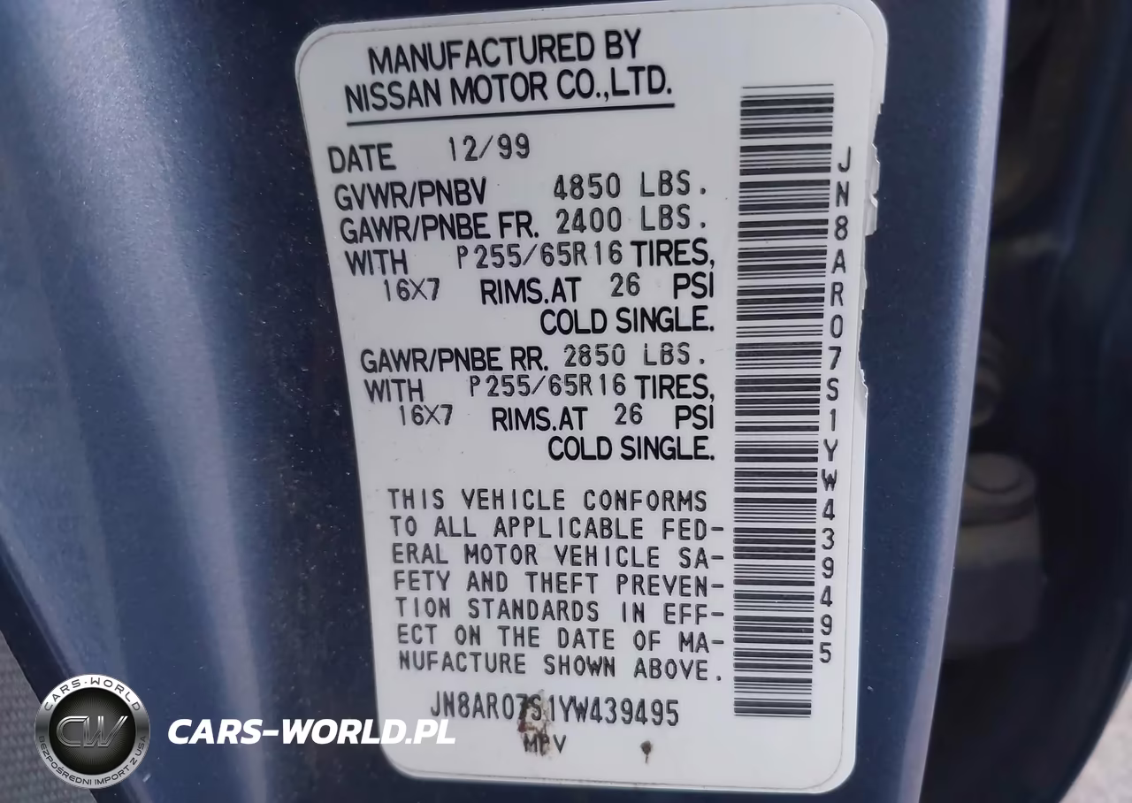 2000 Nissan Pathfinder Le-Se-Xe VIN:JN8AR07S1YW439495 - 9