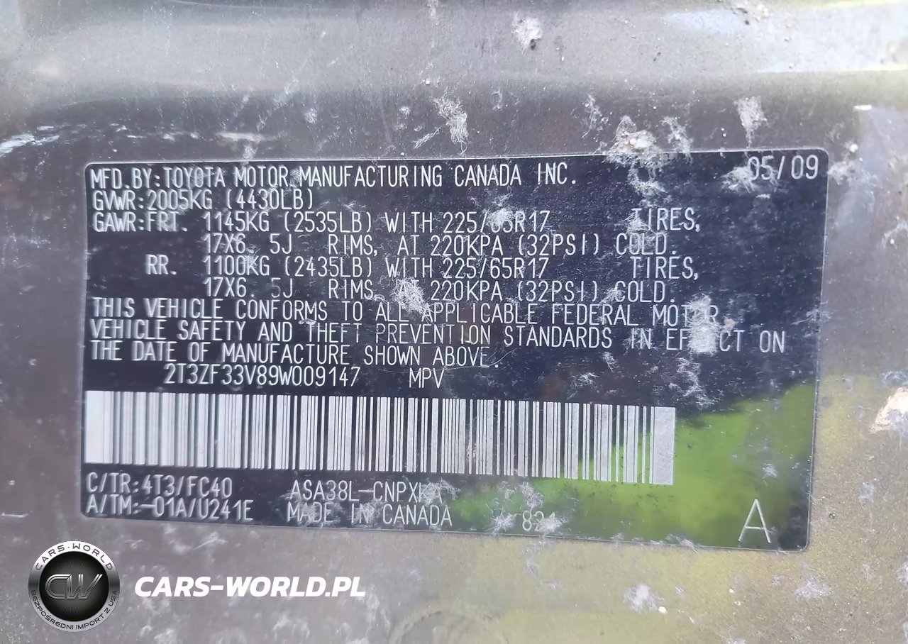 2009 Toyota Rav4 VIN:2T3ZF33V89W009147 - 9