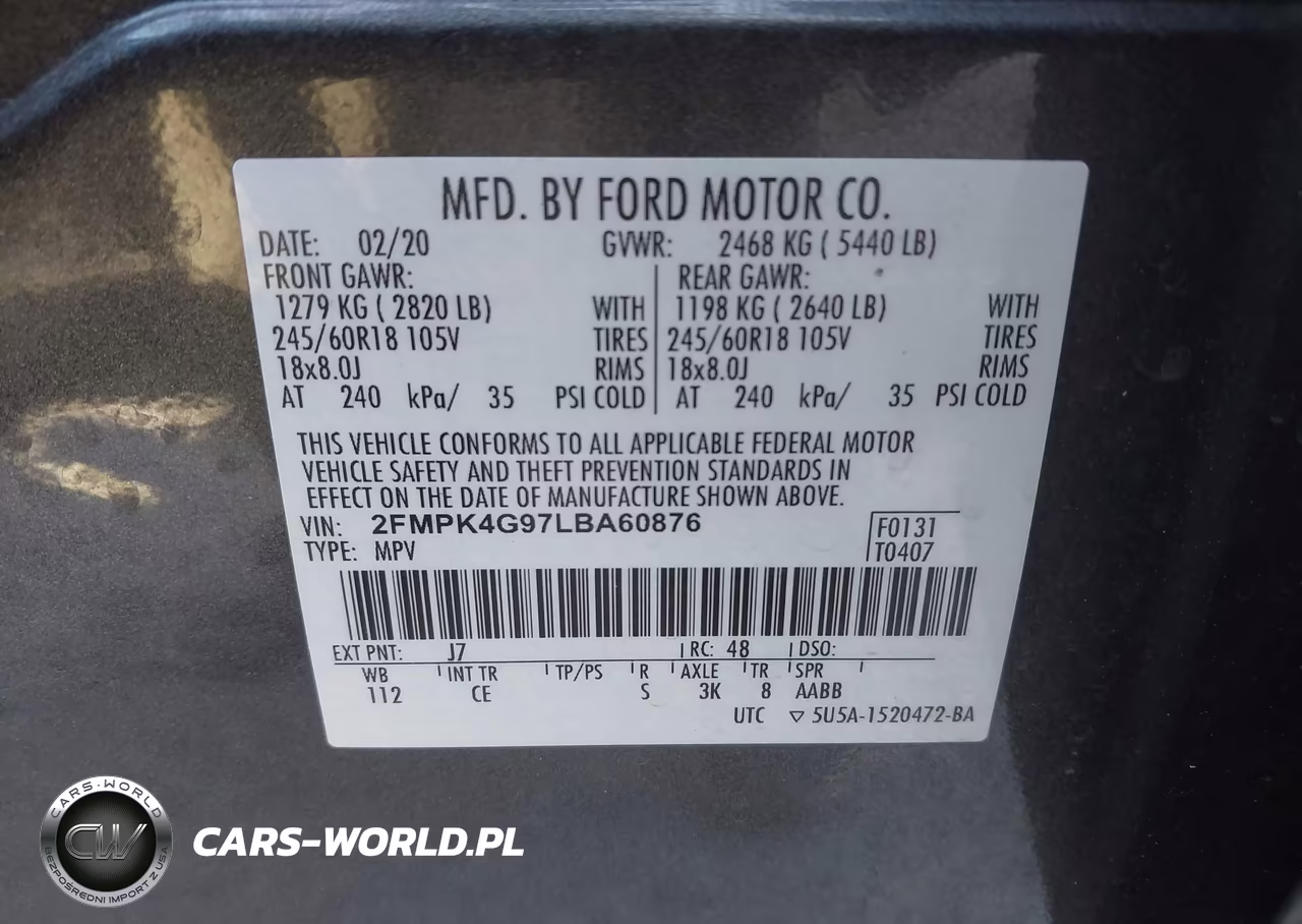 2020 Ford Edge Se VIN:2FMPK4G97LBA60876 - 9