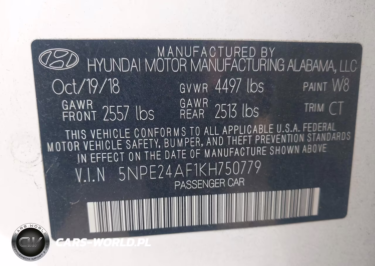 2019 Hyundai Sonata Se VIN:5NPE24AF1KH750779 - 9