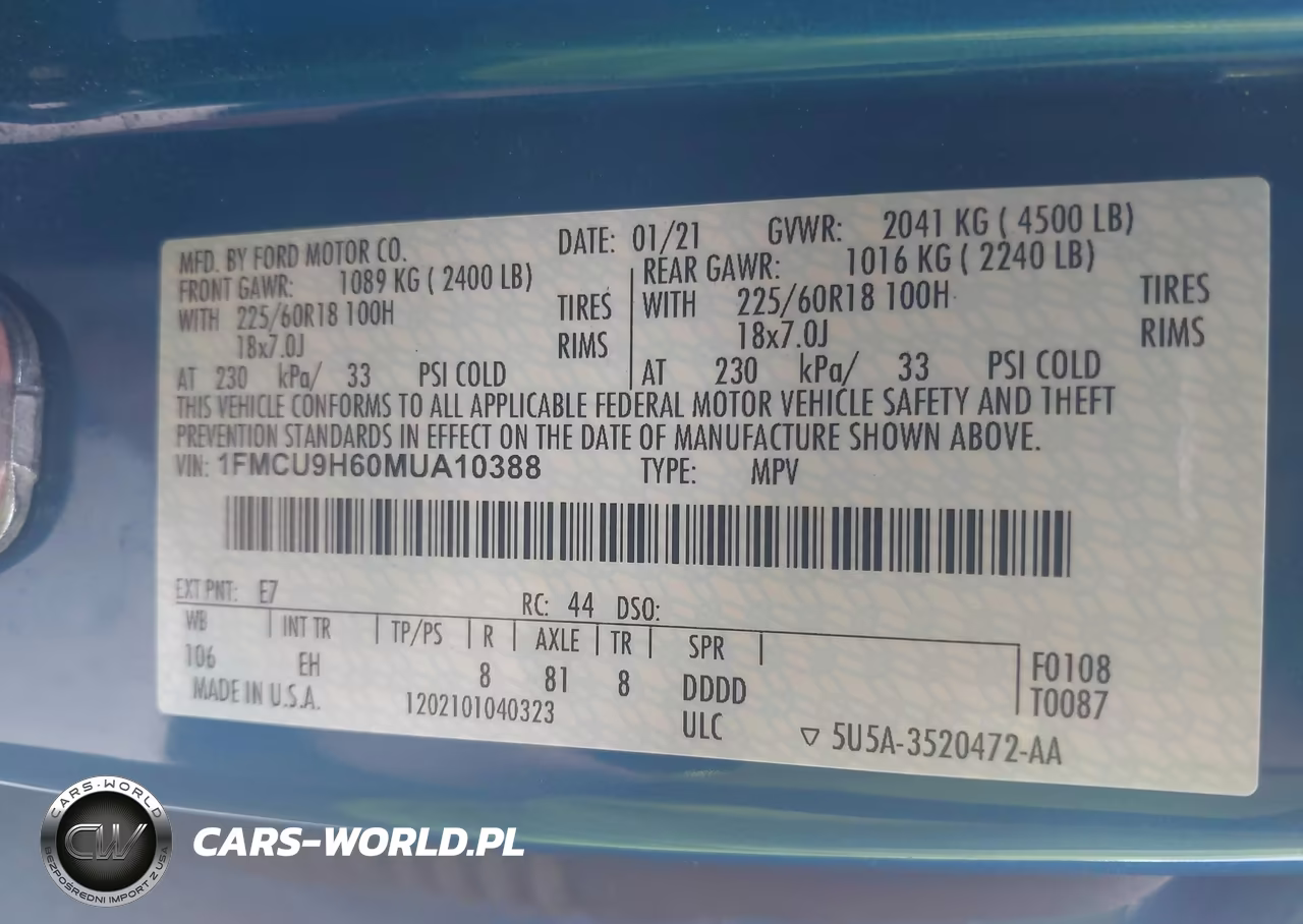 2021 Ford Escape Sel VIN:1FMCU9H60MUA10388 - 9
