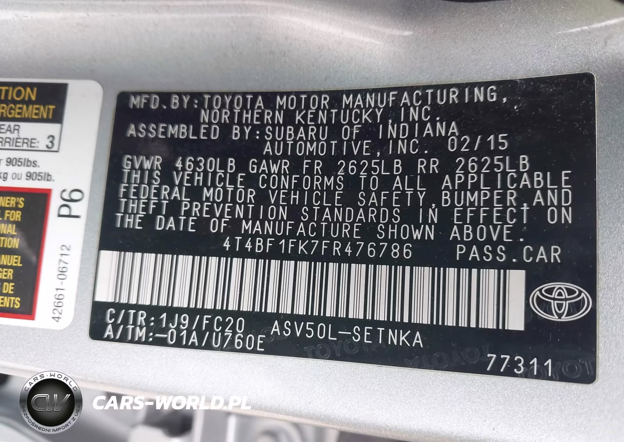 2015 Toyota Camry Le VIN:4T4BF1FK7FR476786 - 9