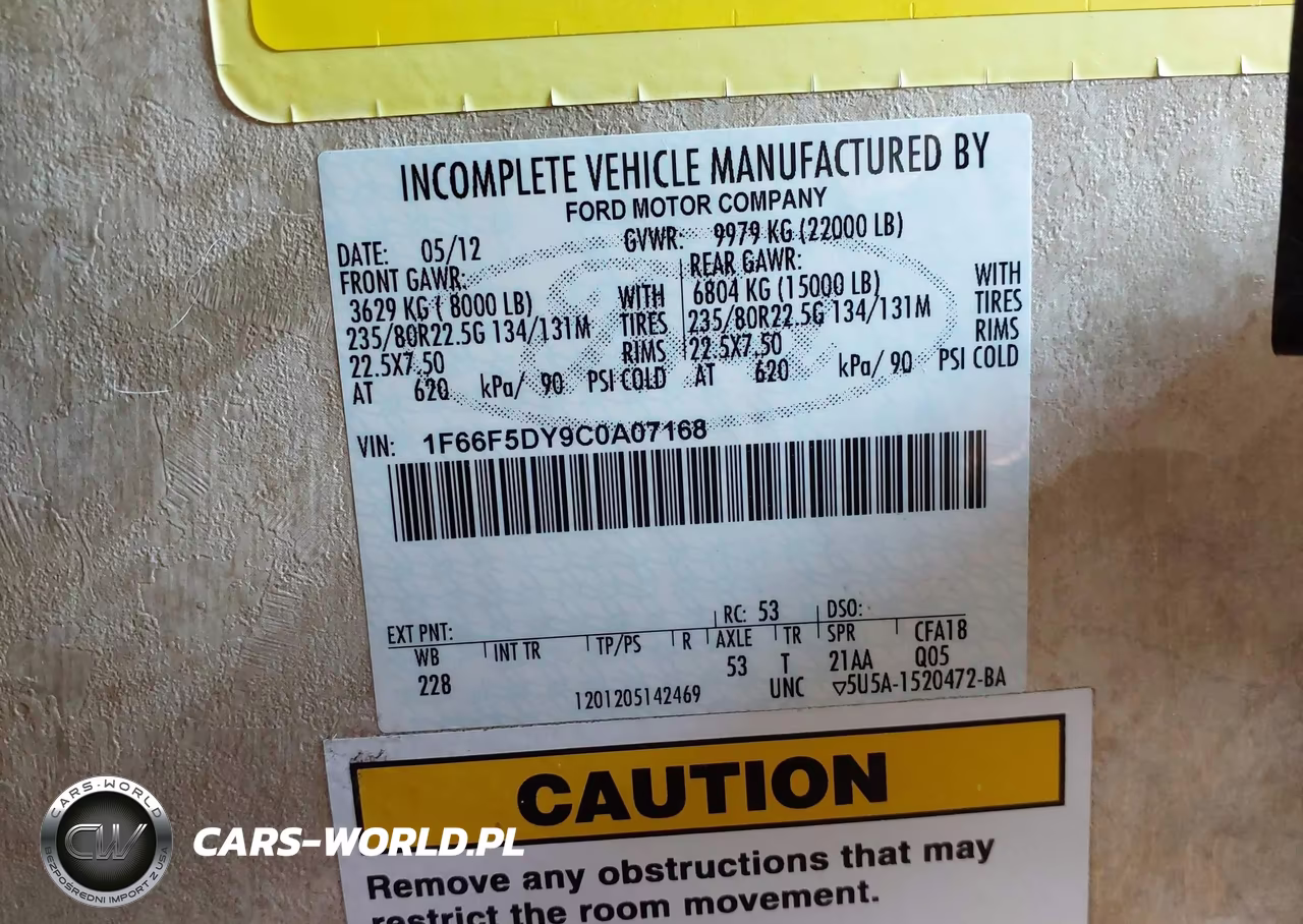 2012 Ford F53 VIN:1F66F5DY9C0A07168 - 9