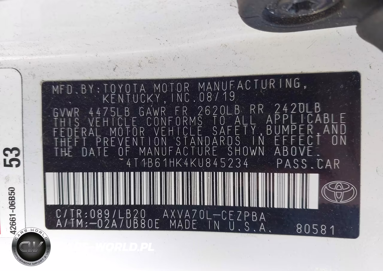 2019 Toyota Camry Xse VIN:4T1B61HK4KU845234 - 9