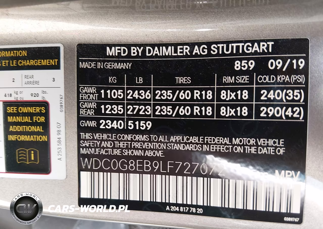 2020 Mercedes-Benz Glc 300 4Matic VIN:WDC0G8EB9LF727072 - 9