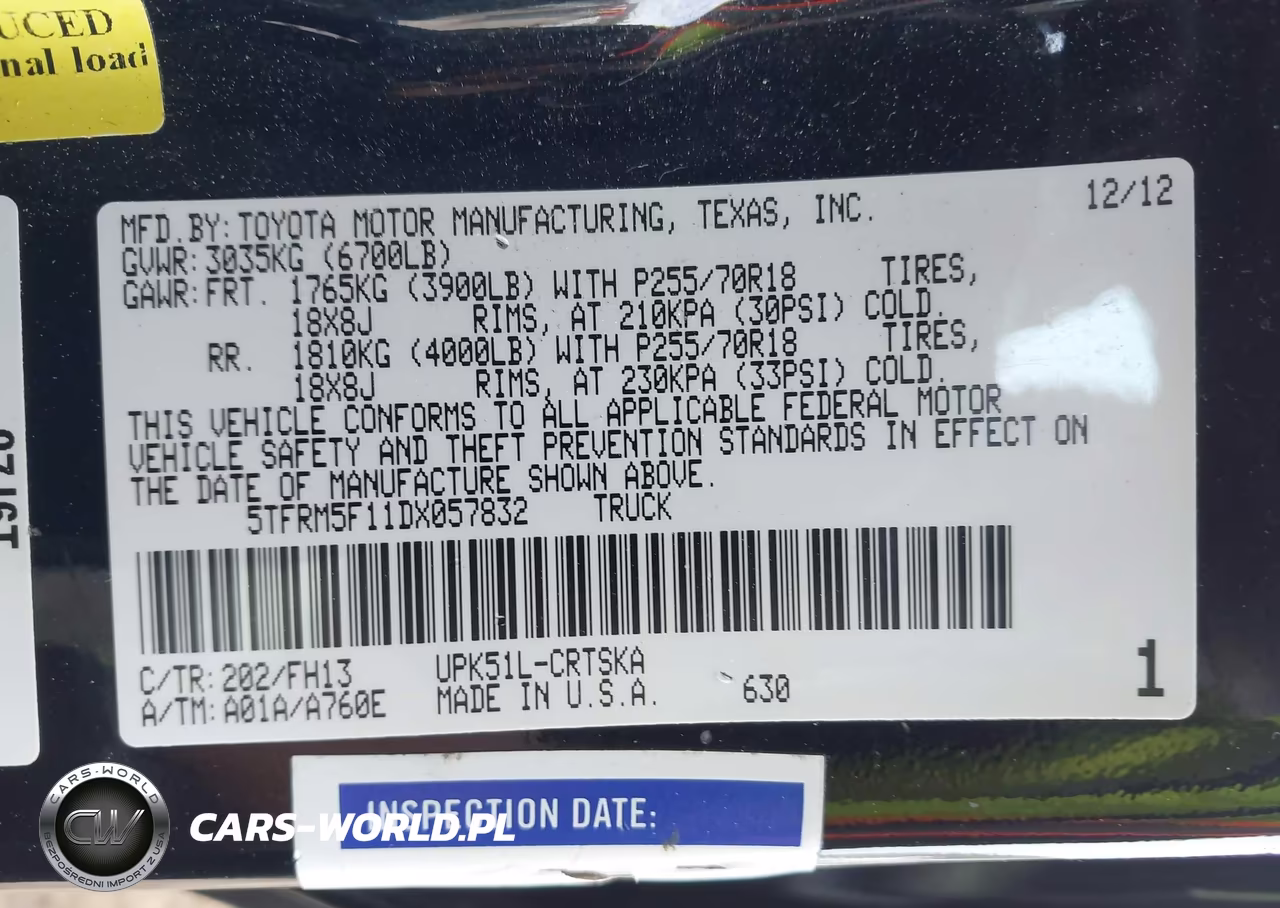 2013 Toyota Tundra Grade 4.6L V8 VIN:5TFRM5F11DX057832 - 9