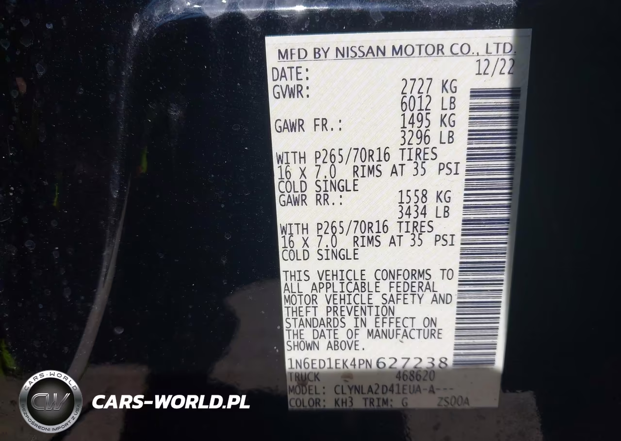 2023 Nissan Frontier S 4X4 VIN:1N6ED1EK4PN627238 - 9