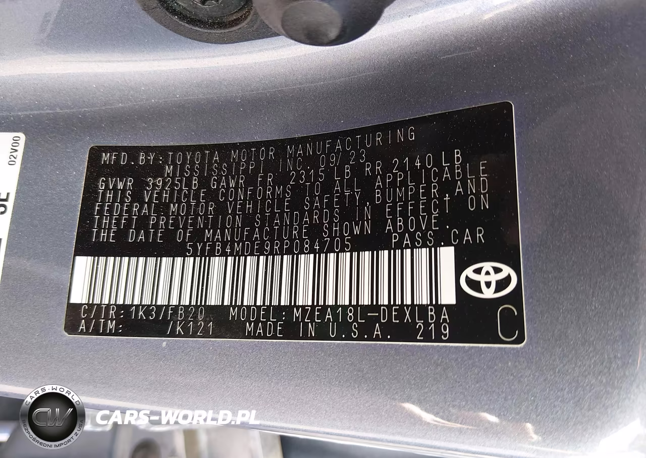 2024 Toyota Corolla Le VIN:5YFB4MDE9RP084705 - 9