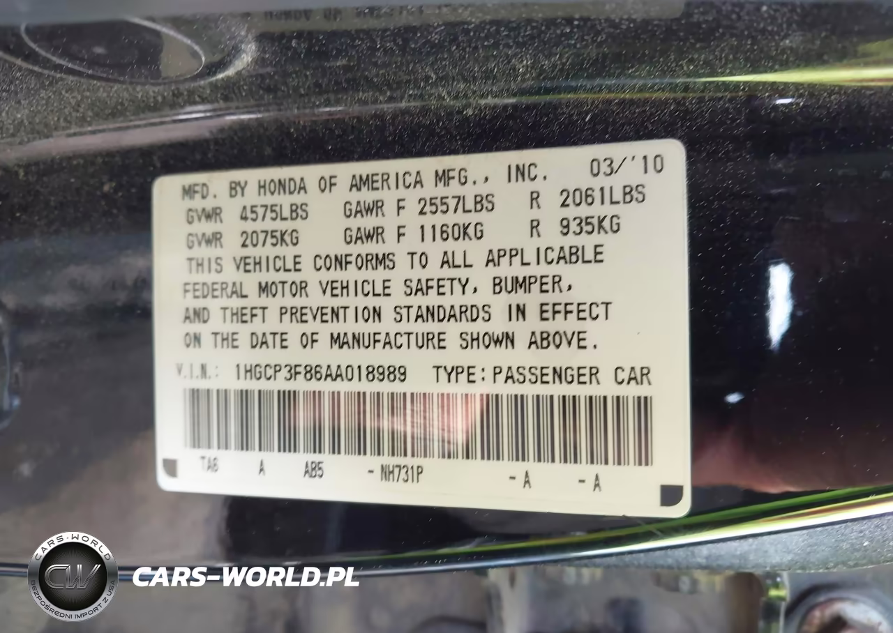 2010 Honda Accord 3.5 Ex-L VIN:1HGCP3F86AA018989 - 9