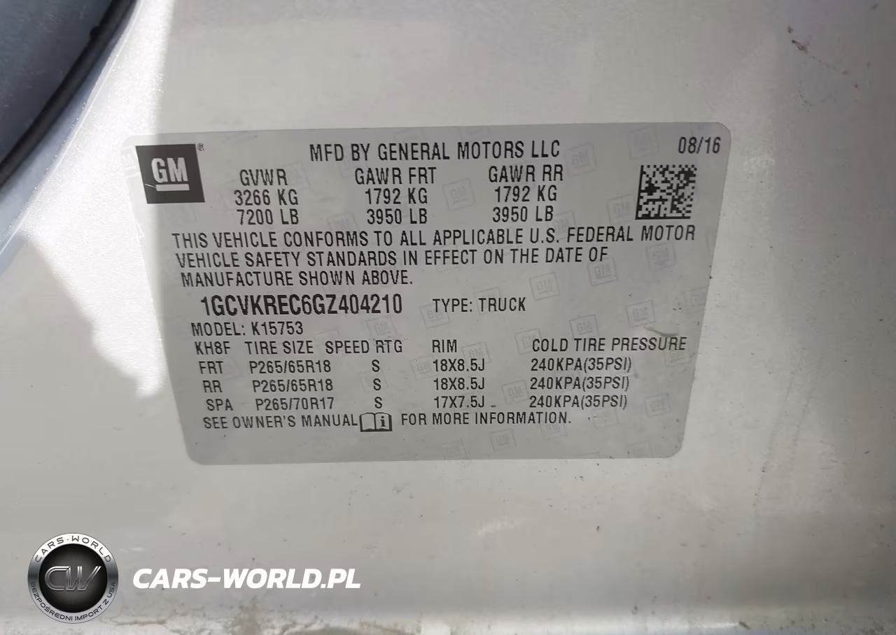 2016 Chevrolet Silverado 1500 2Lt VIN:1GCVKREC6GZ404210 - 9