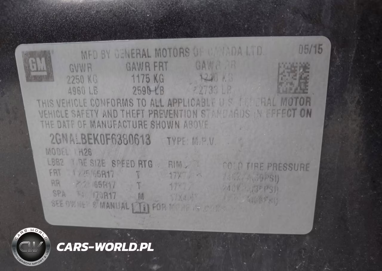 2015 Chevrolet Equinox 1Lt VIN:2GNALBEK0F6380613 - 9