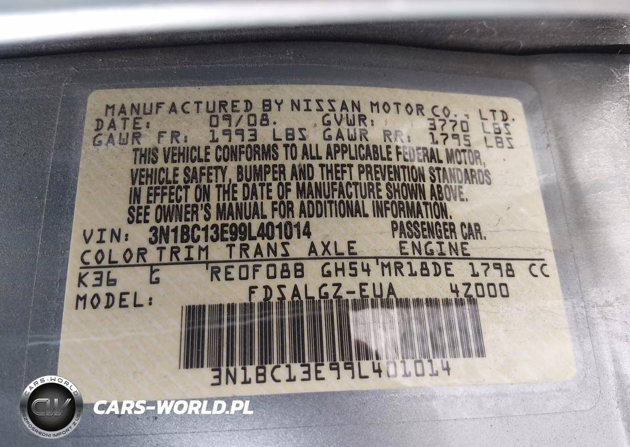 2009 Nissan Versa 1.8Sl VIN:3N1BC13E99L401014 - 9