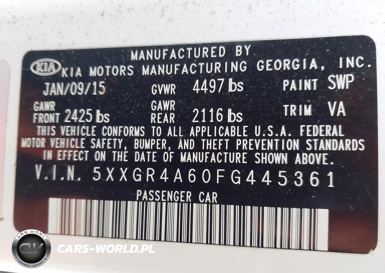 2015 Kia Optima Sxl Turbo VIN:5XXGR4A60FG445361 - 9