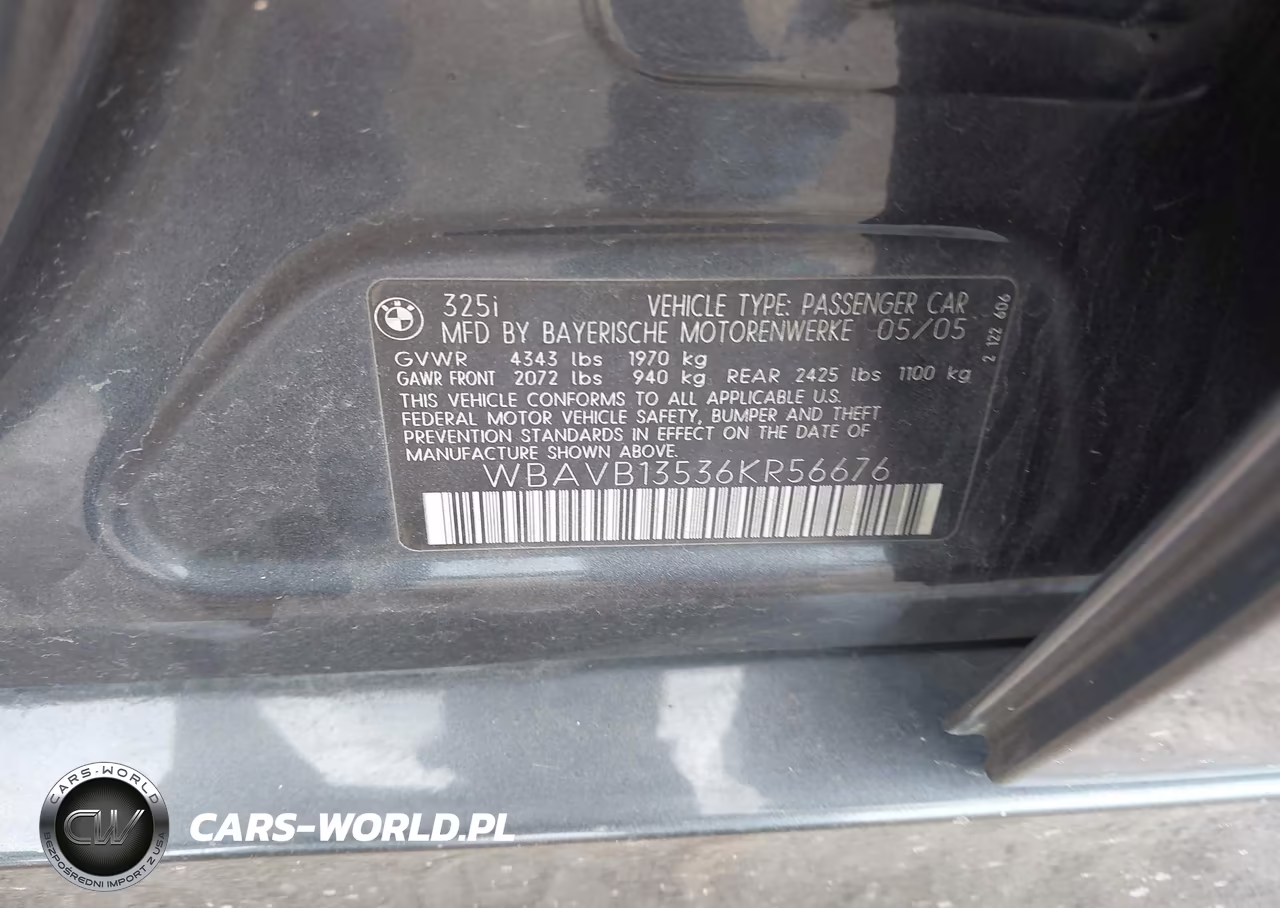2006 BMW 325I VIN:WBAVB13536KR56676 - 9