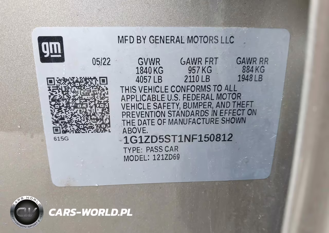 2022 Chevrolet Malibu Fwd Lt VIN:1G1ZD5ST1NF150812 - 9