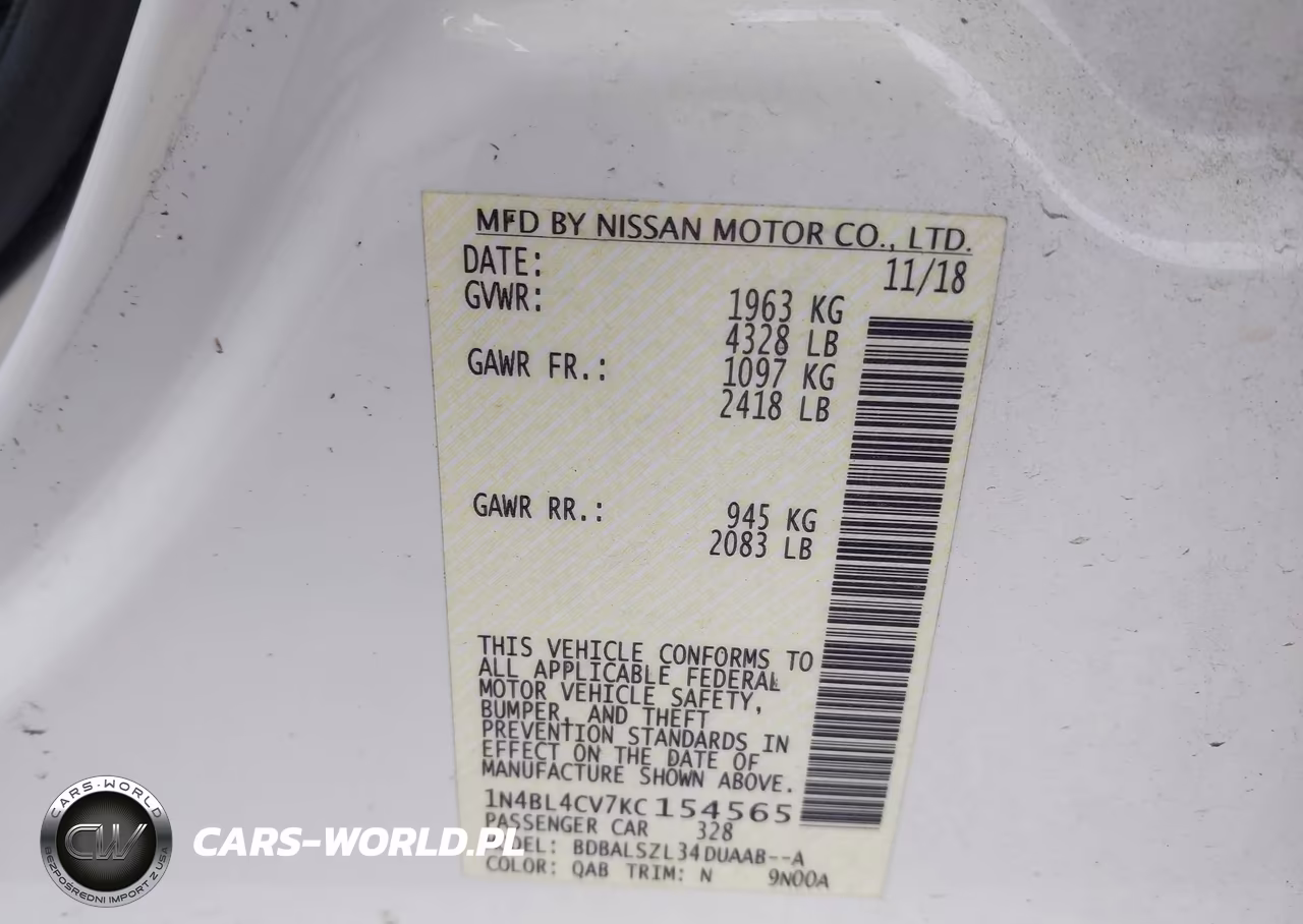 2019 Nissan Altima 2.5 Sr VIN:1N4BL4CV7KC154565 - 9