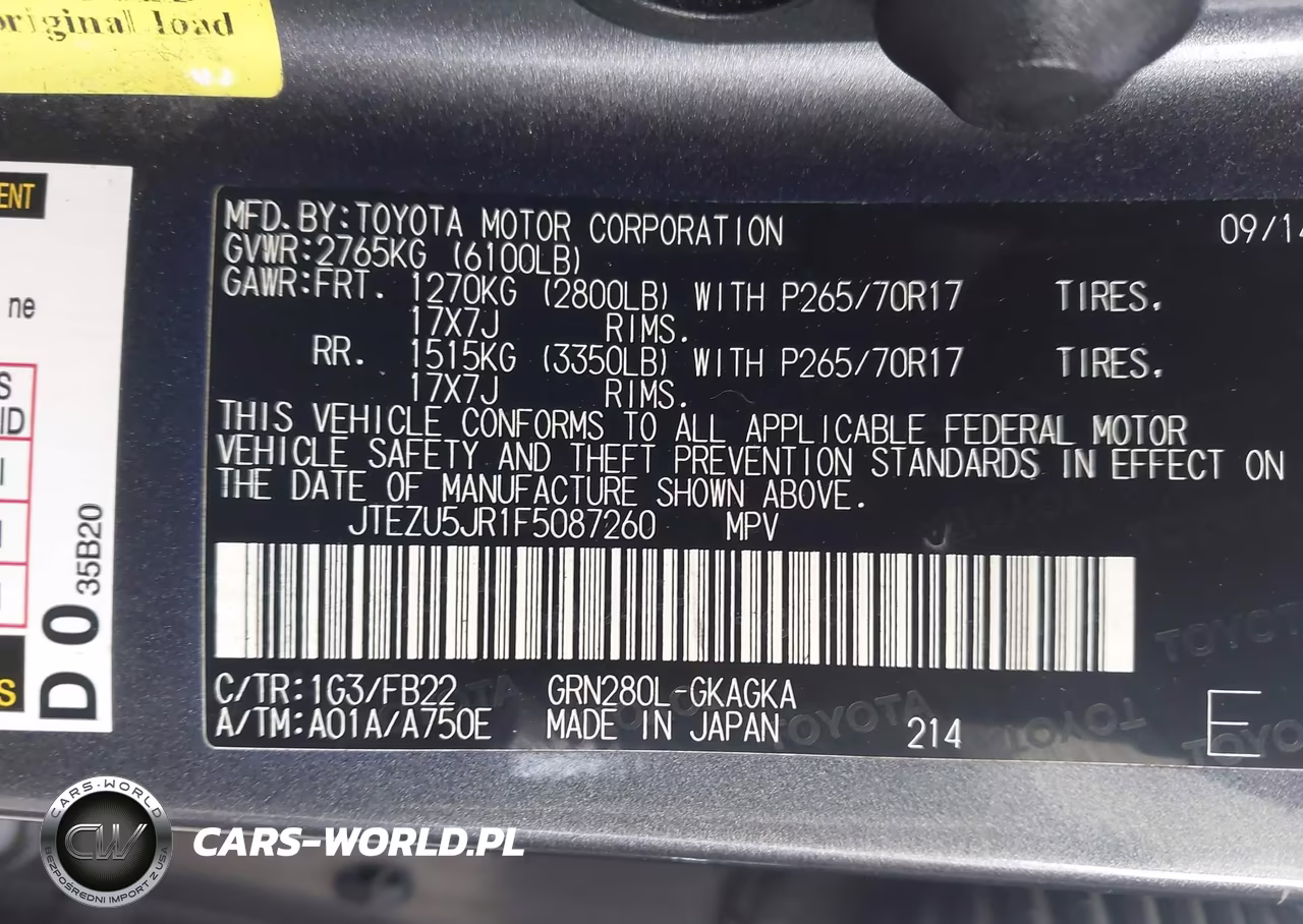 2015 Toyota 4Runner Sr5 VIN:JTEZU5JR1F5087260 - 9