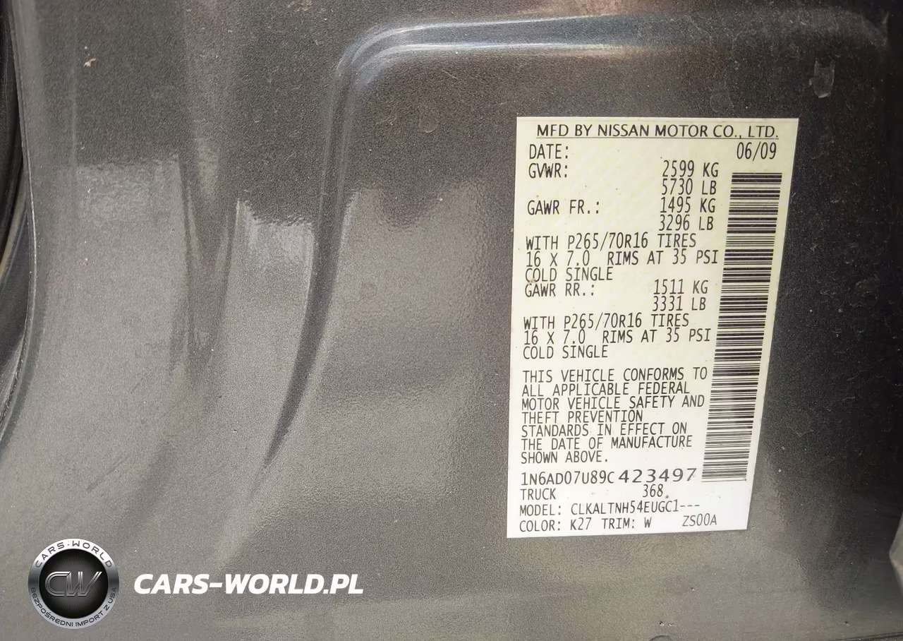 2009 Nissan Frontier Se VIN:1N6AD07U89C423497 - 9