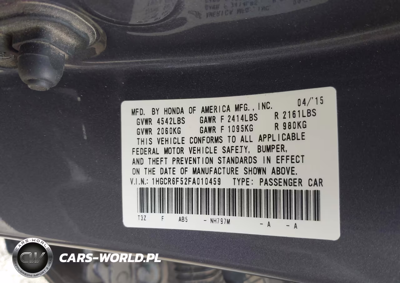 2015 Honda Accord Hybrid Ex-L VIN:1HGCR6F52FA010459 - 9