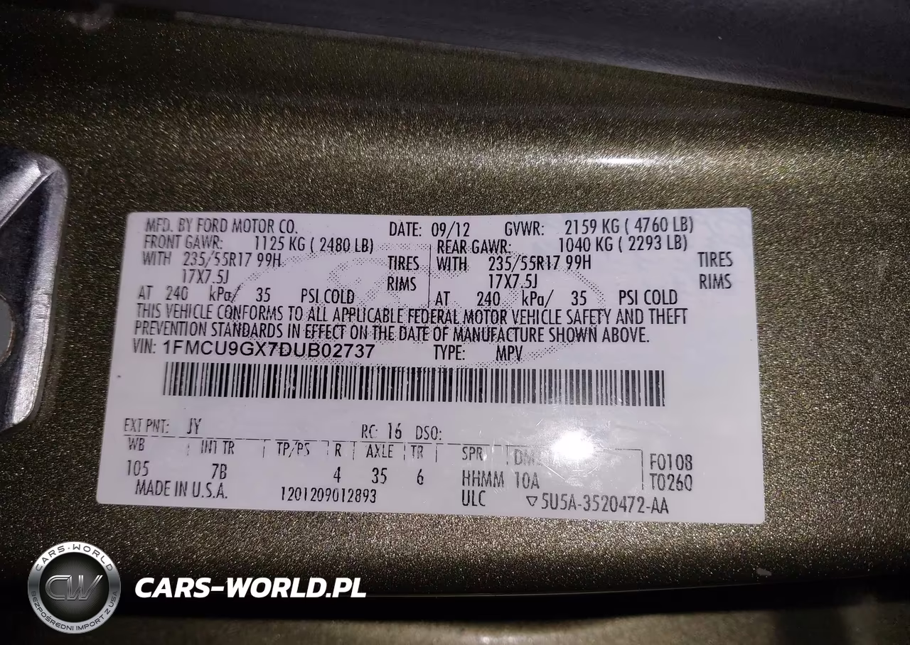 2013 Ford Escape Se VIN:1FMCU9GX7DUB02737 - 9