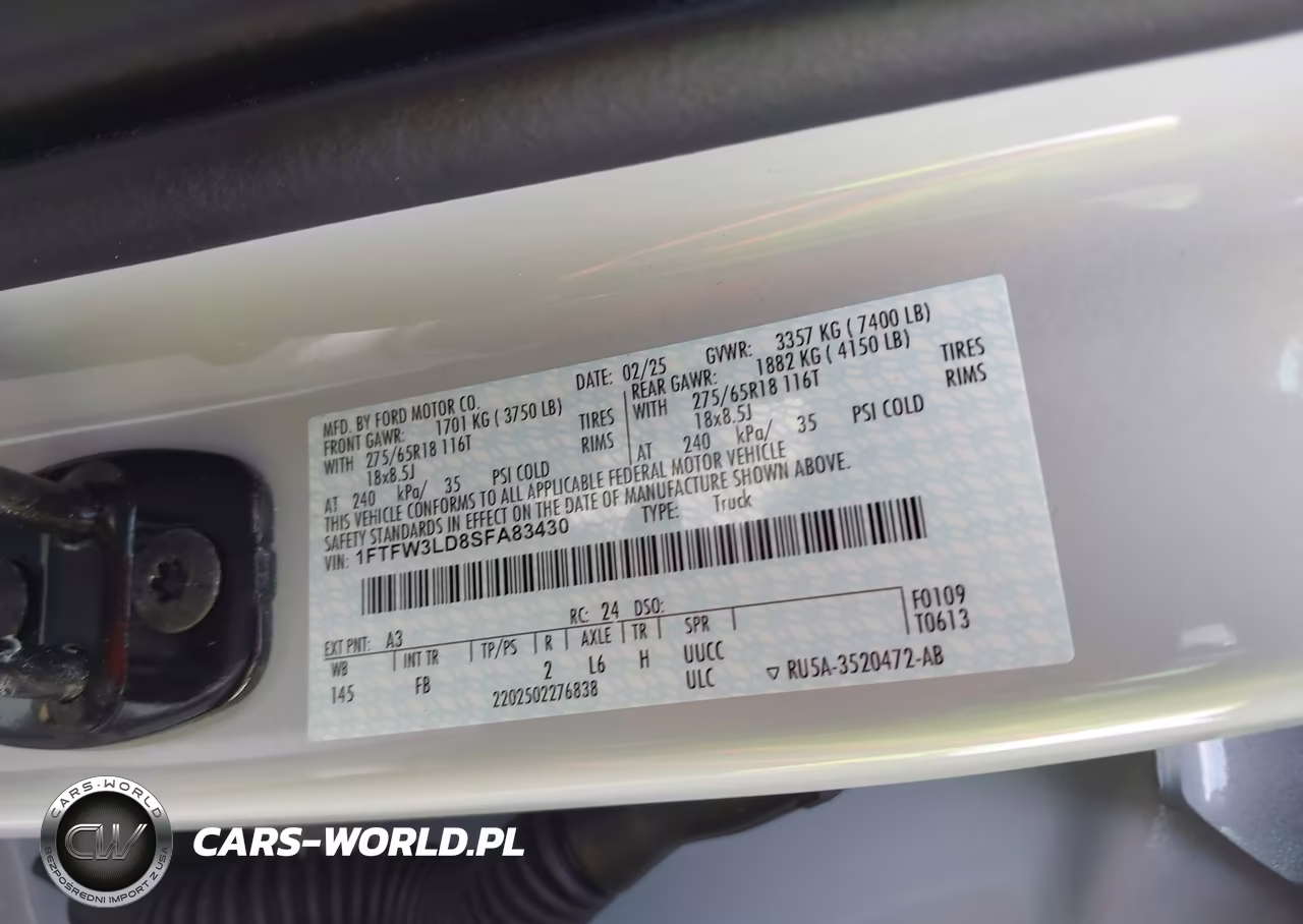 2025 Ford F-150 Xlt VIN:1FTFW3LD8SFA83430 - 9