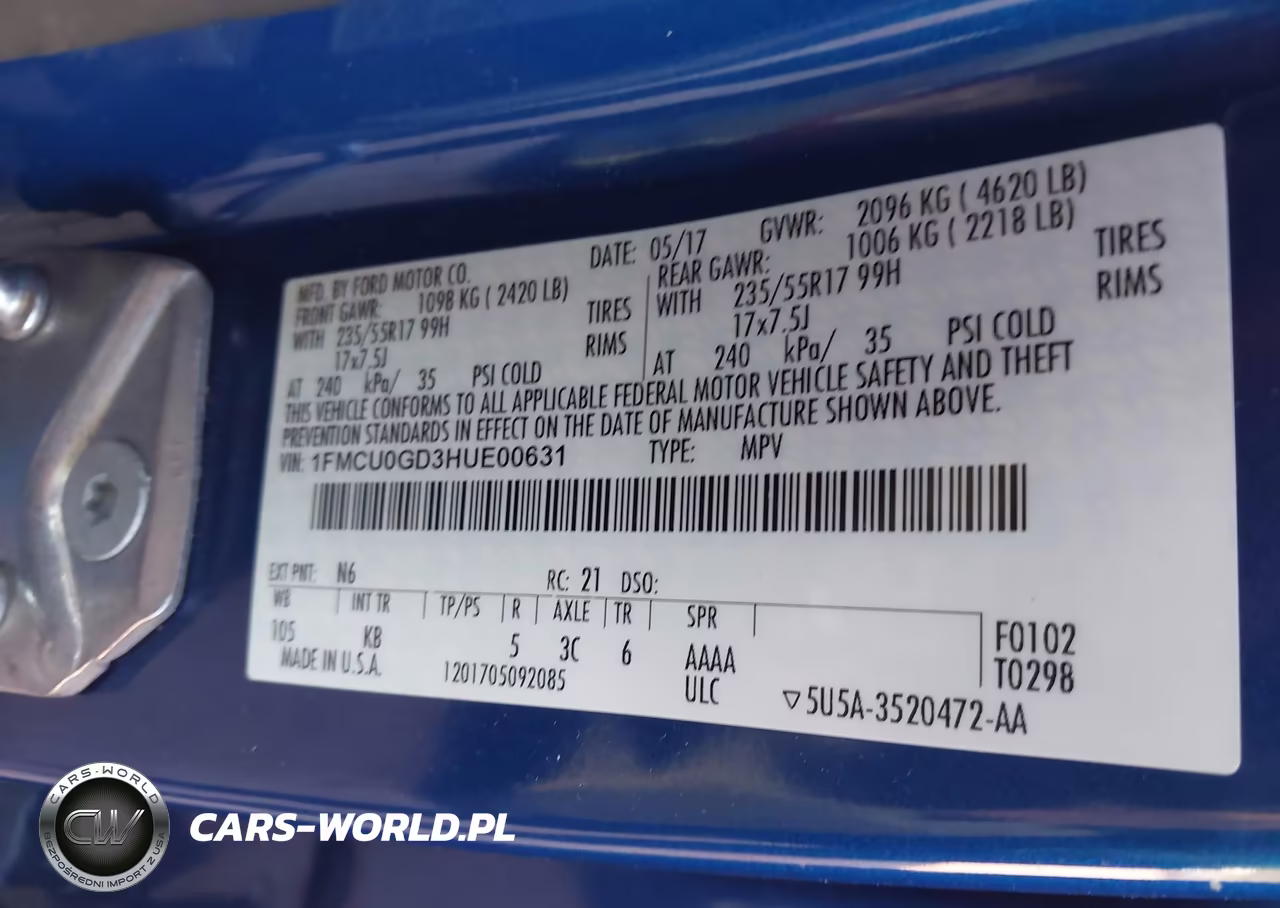 2017 Ford Escape Se VIN:1FMCU0GD3HUE00631 - 9