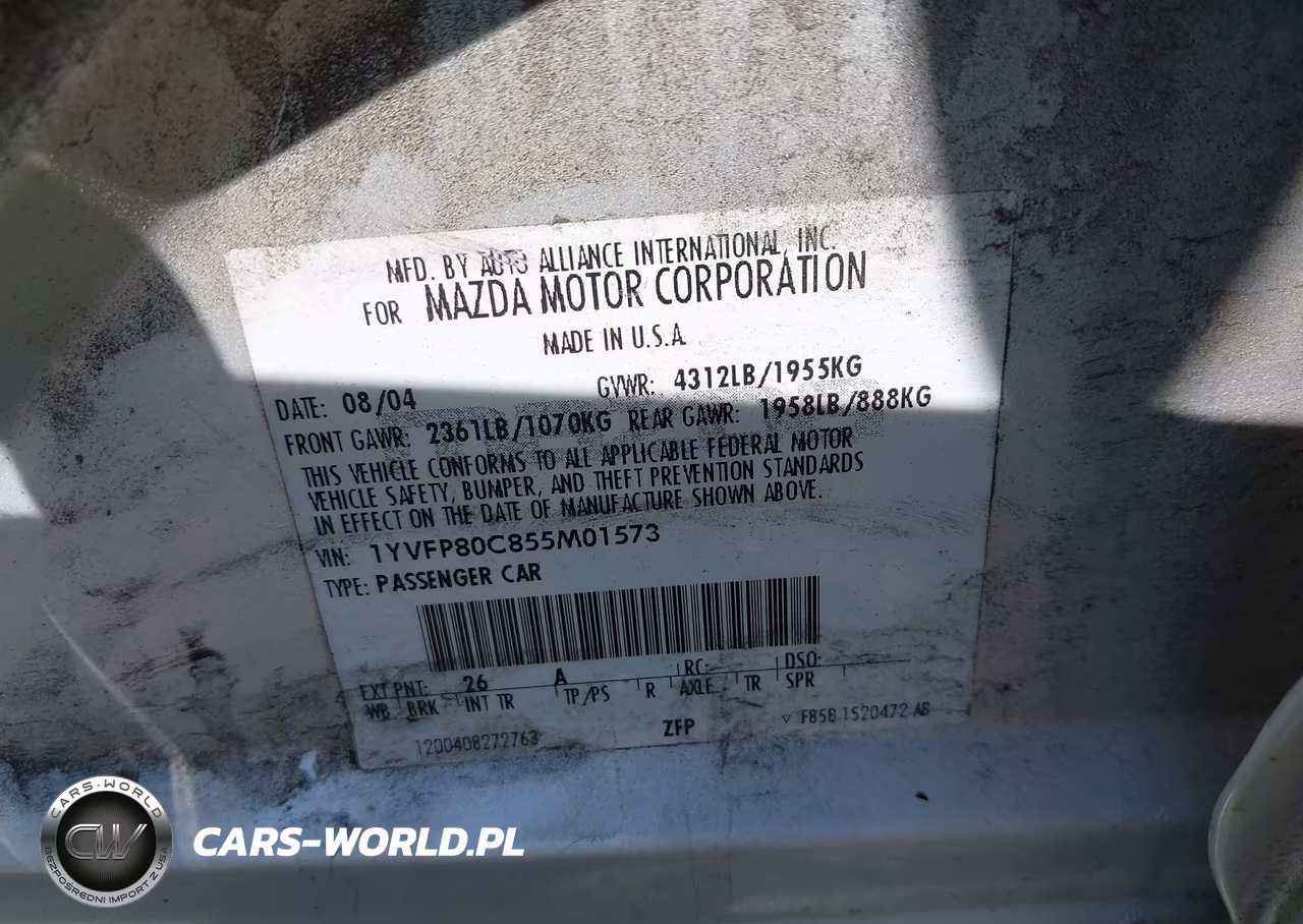 2005 Mazda Mazda6 I Base VIN:1YVFP80C855M01573 - 9