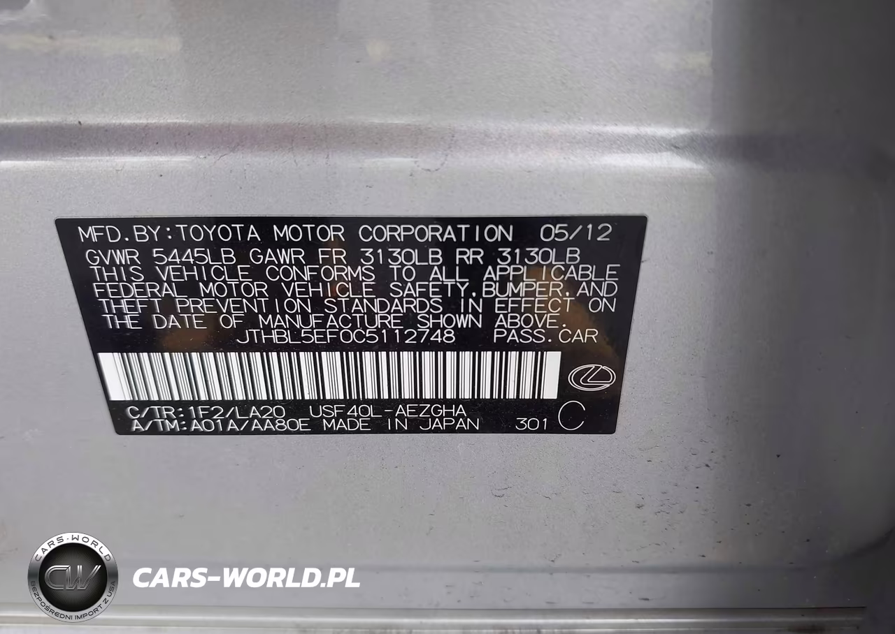 2012 Lexus Ls 460 VIN:JTHBL5EF0C5112748 - 9