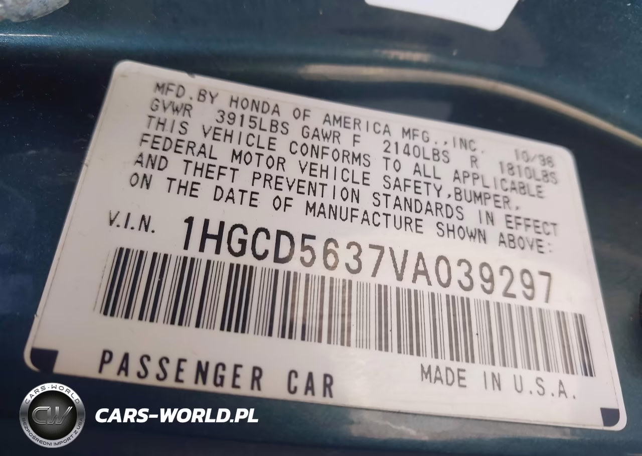 1997 Honda Accord Lx VIN:1HGCD5637VA039297 - 9