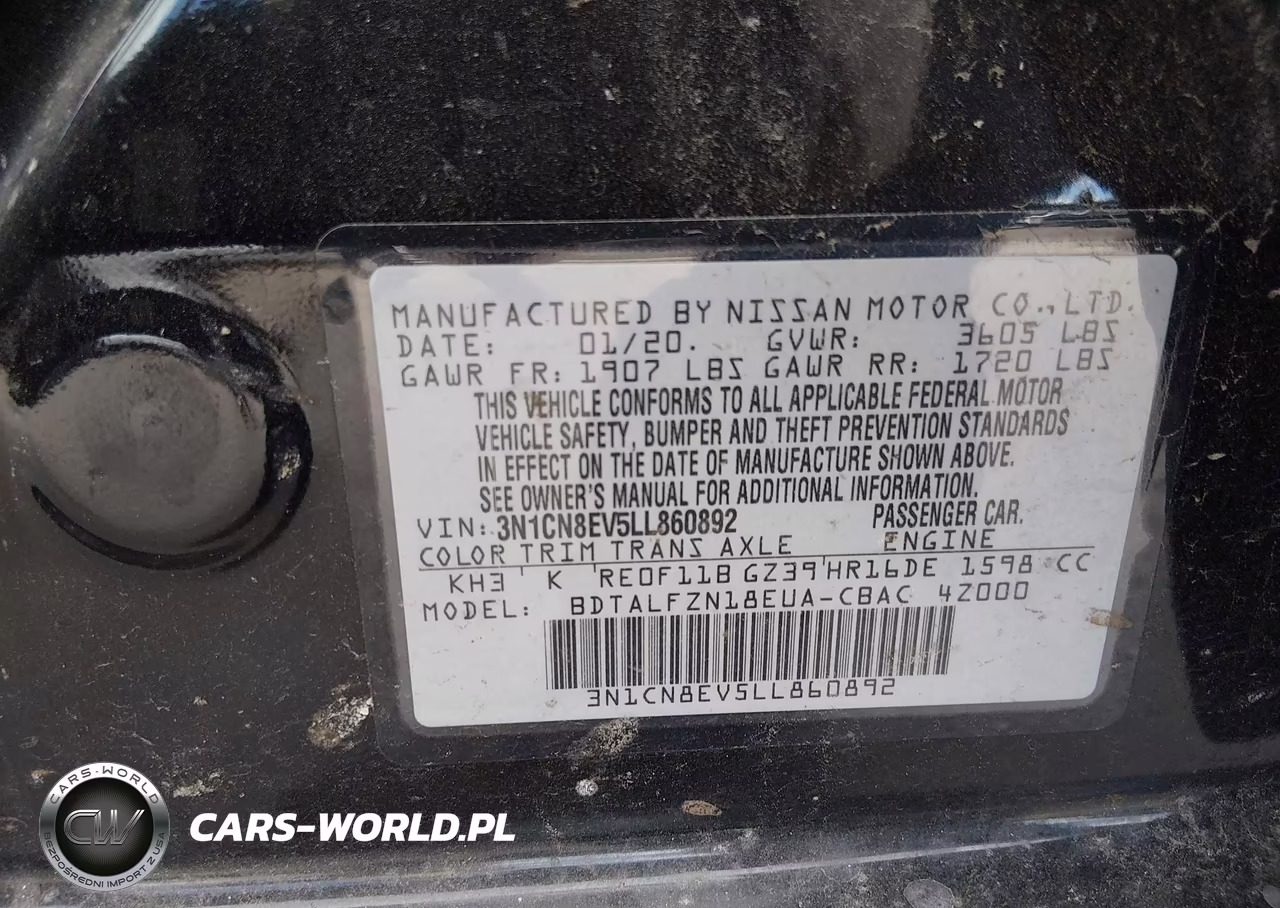 2020 Nissan Versa Sv Xtronic Cvt VIN:3N1CN8EV5LL860892 - 9