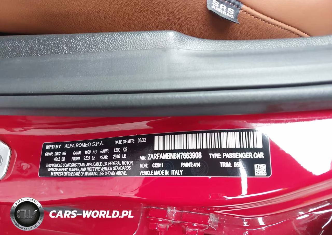 2022 Alfa Romeo Giulia Ti Rwd VIN:ZARFAMBN6N7663908 - 9