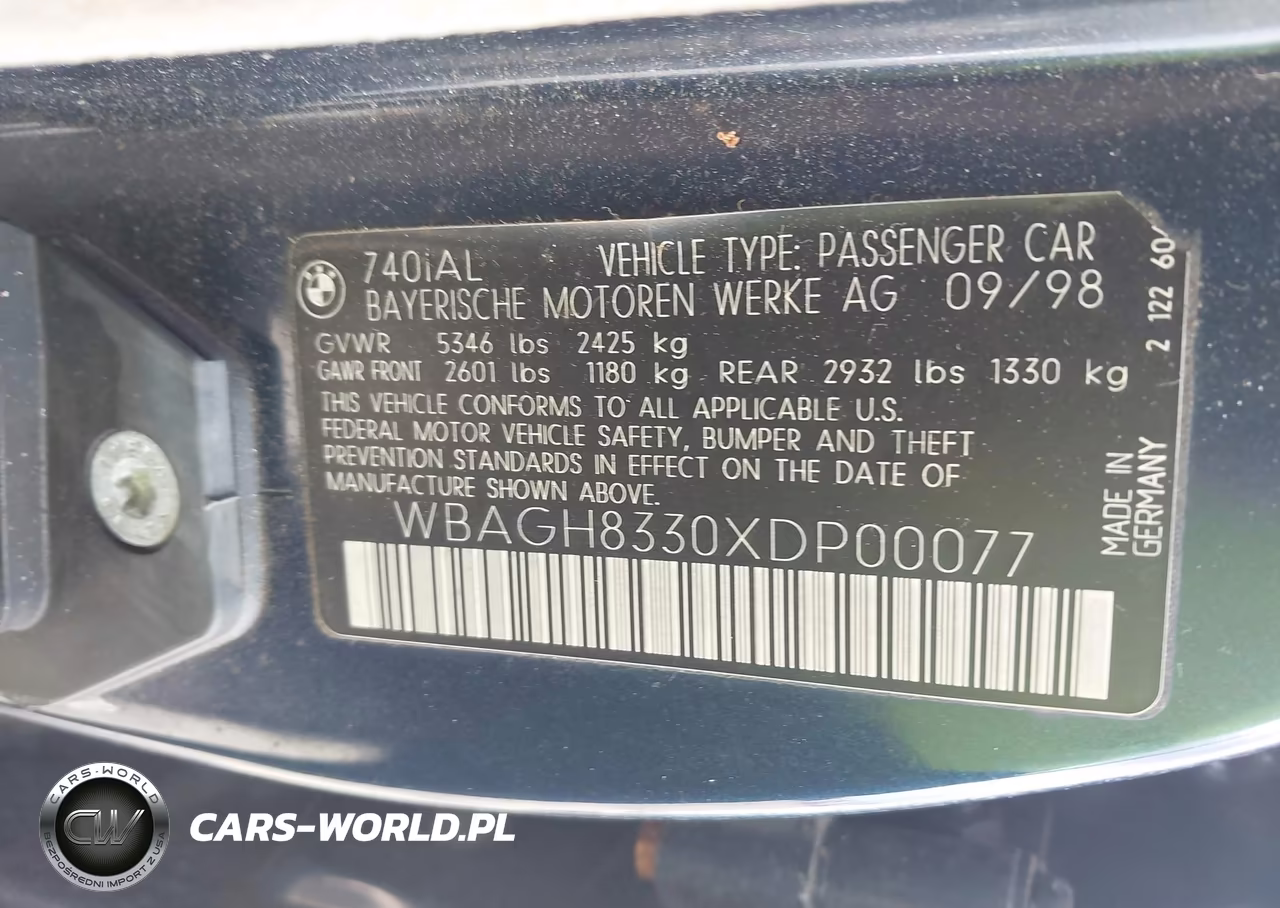 1999 BMW 740Il VIN:WBAGH8330XDP00077 - 9